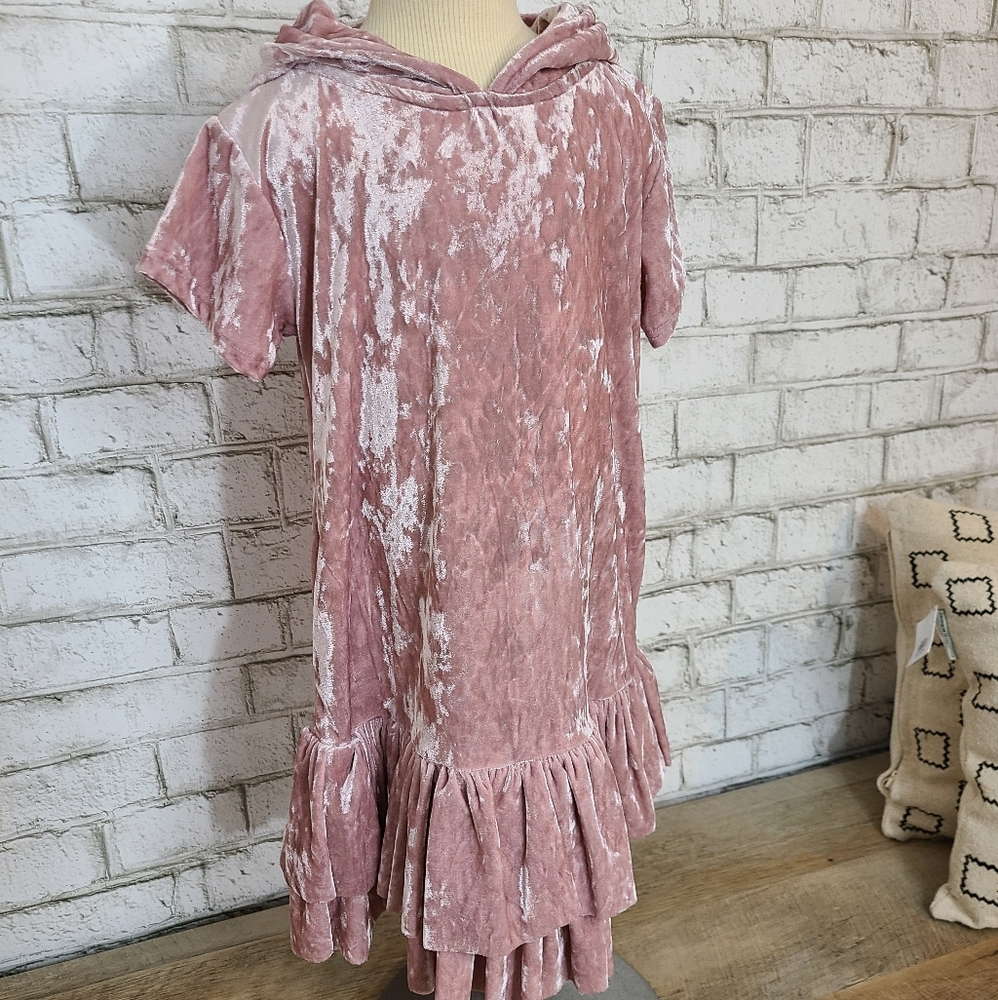 Rose crushed velvet dress
